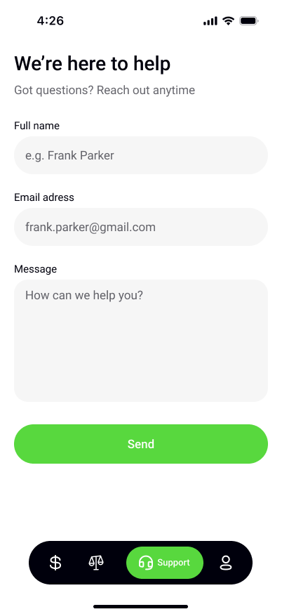 Support form